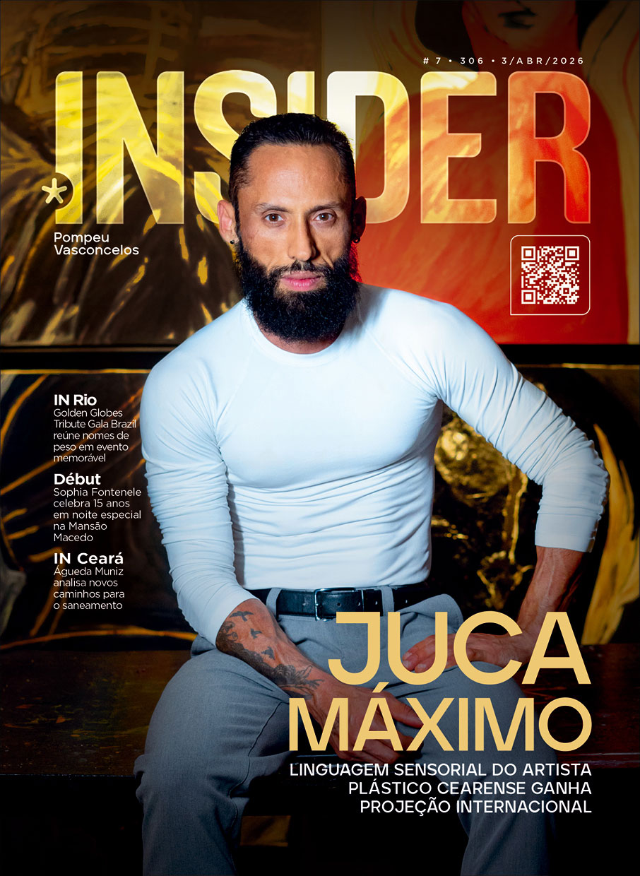 Capa da revista Insider com o artista brasileiro Juca Máximo, destacando sua projeção internacional e presença em publicações como Vogue Germany e Condé Nast. Cover of Insider magazine featuring Brazilian artist Juca Máximo, highlighting his international projection and presence in publications such as Vogue Germany and Condé Nast.